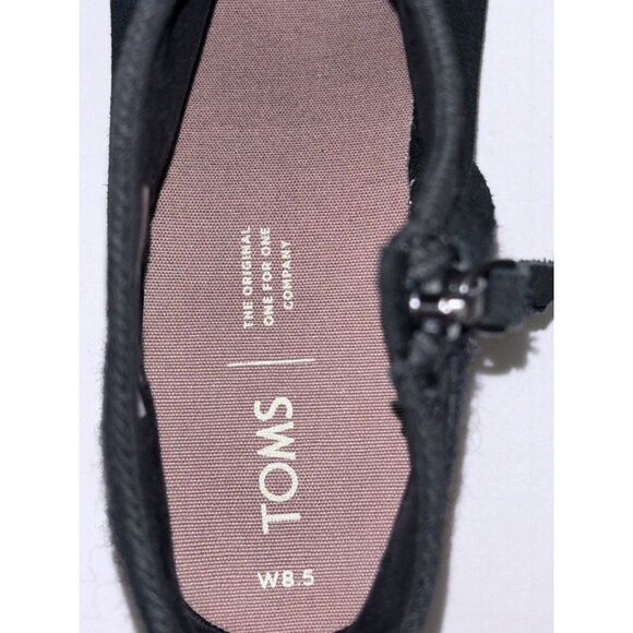 TOMS Black Loren Suede Wool Blend Stacked Heel Ankle Bootie Womens 8.5 - Picture 7 of 12
